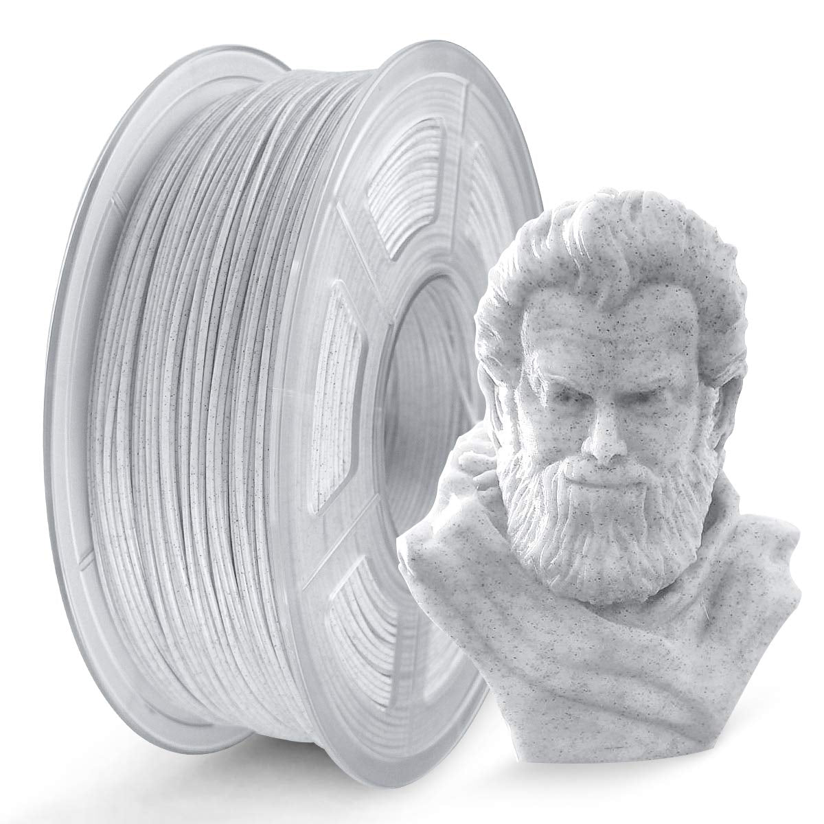 Marble PLA Filament 1.75Mm, Good Vacuum Packaging 3D Printer Filament, 3D Printing Filament 1.75Mm Dimensional Accuracy +/- 0.02Mm, 1Kg Spool(2.2Lbs), 330 Meters, White Rock Stone Marble Color
