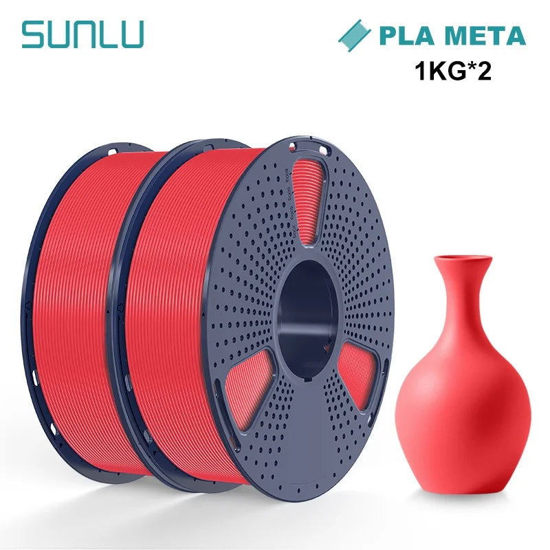 3D Printer Filament Bundle, PLA Meta Filament 1.75Mm , 3D Materials, PLA 2KG, 1Kg Spool, 2 Pack, Red+Red