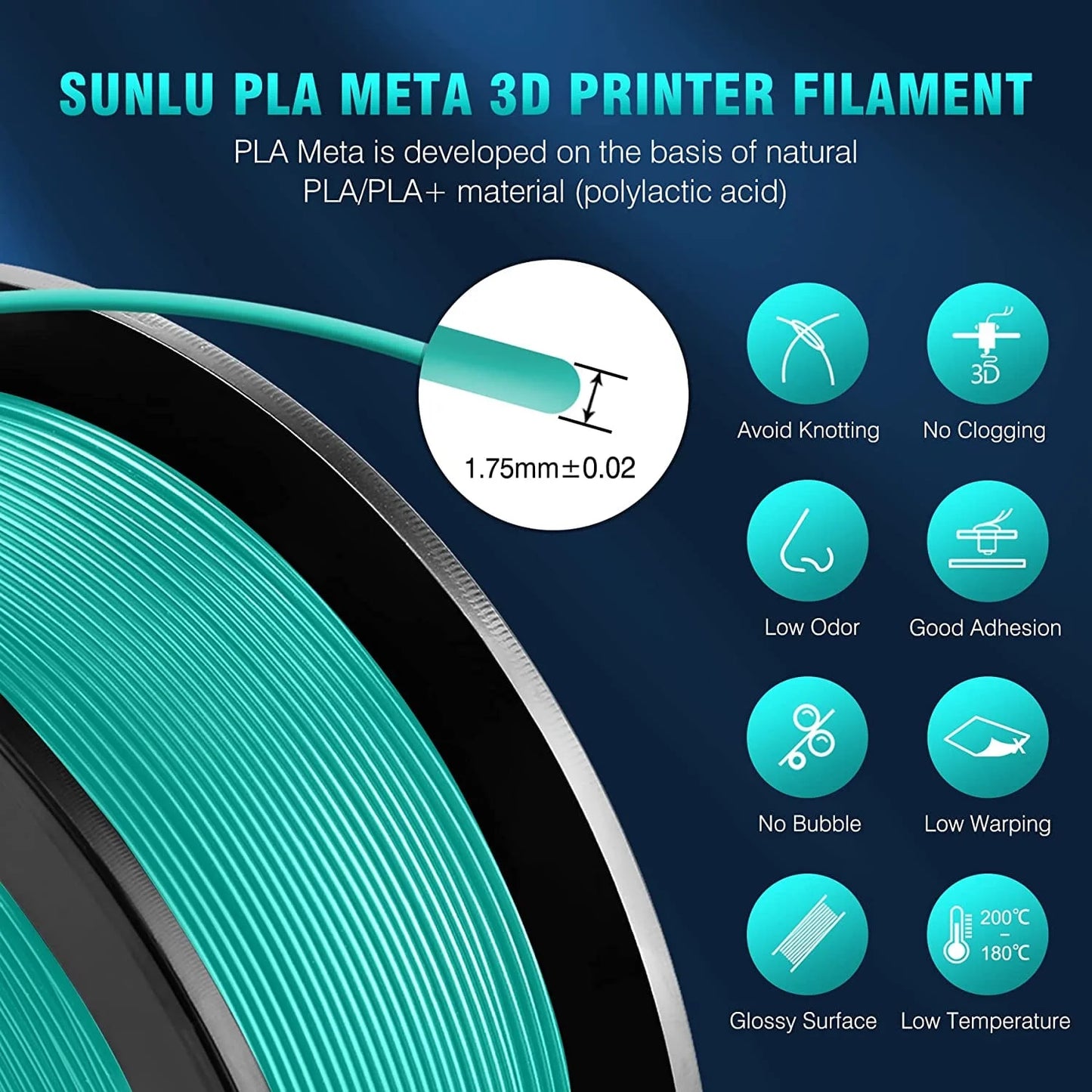 3D Printer Filament Bundle, PLA Meta Filament 1.75Mm , 3D Materials, PLA 2KG, 1Kg Spool, 2 Pack, Red+Red