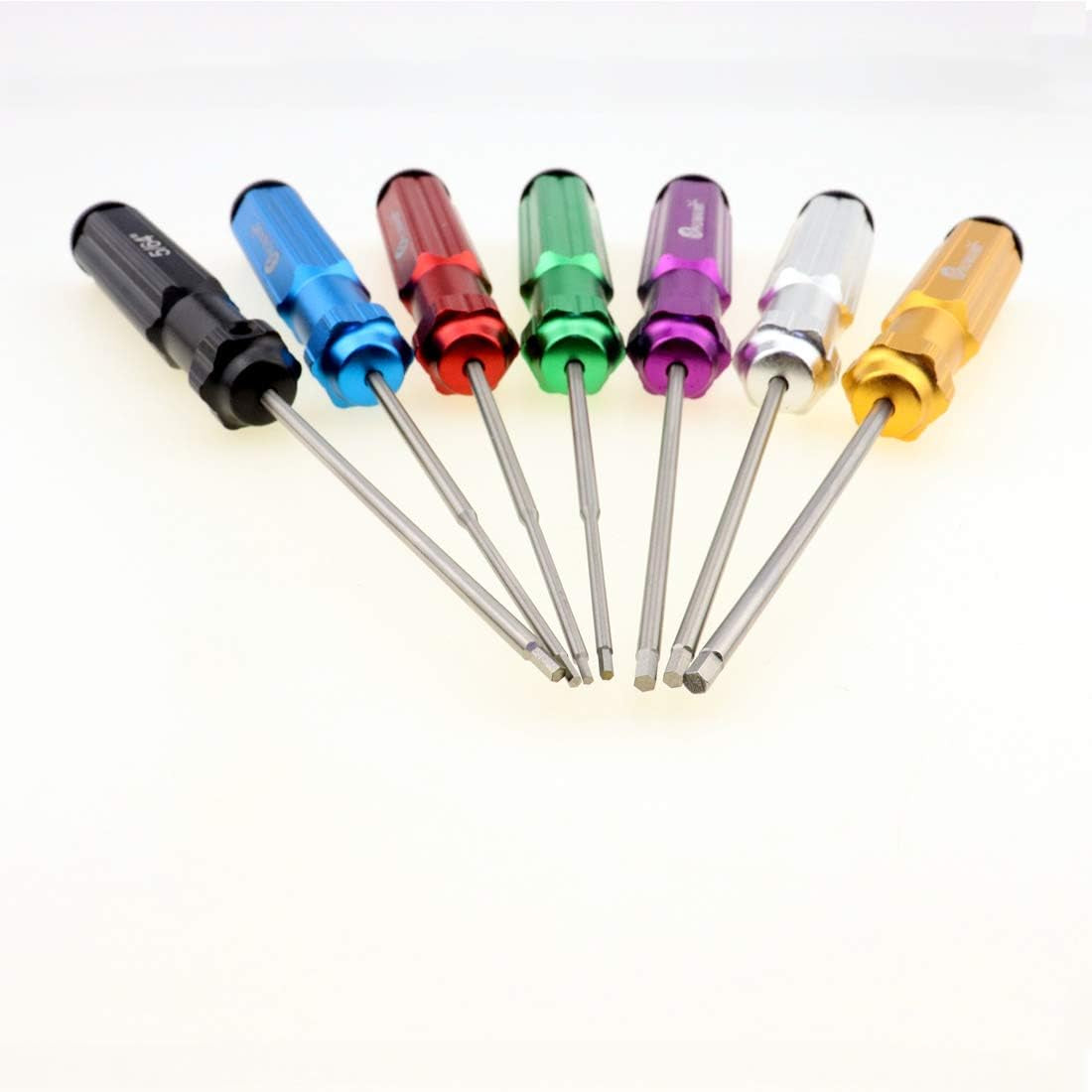 6 Color/7 Color Hex Wrencher Hex Screwdriver for RC Car,Helicopter,Remote Control Car/Airplane,0.05In-1/16In-3/32In-5/64In-1.5Mm-2.5Mm-3.0Mm(New Upgrade) (7 Color White Steel(Hss))
