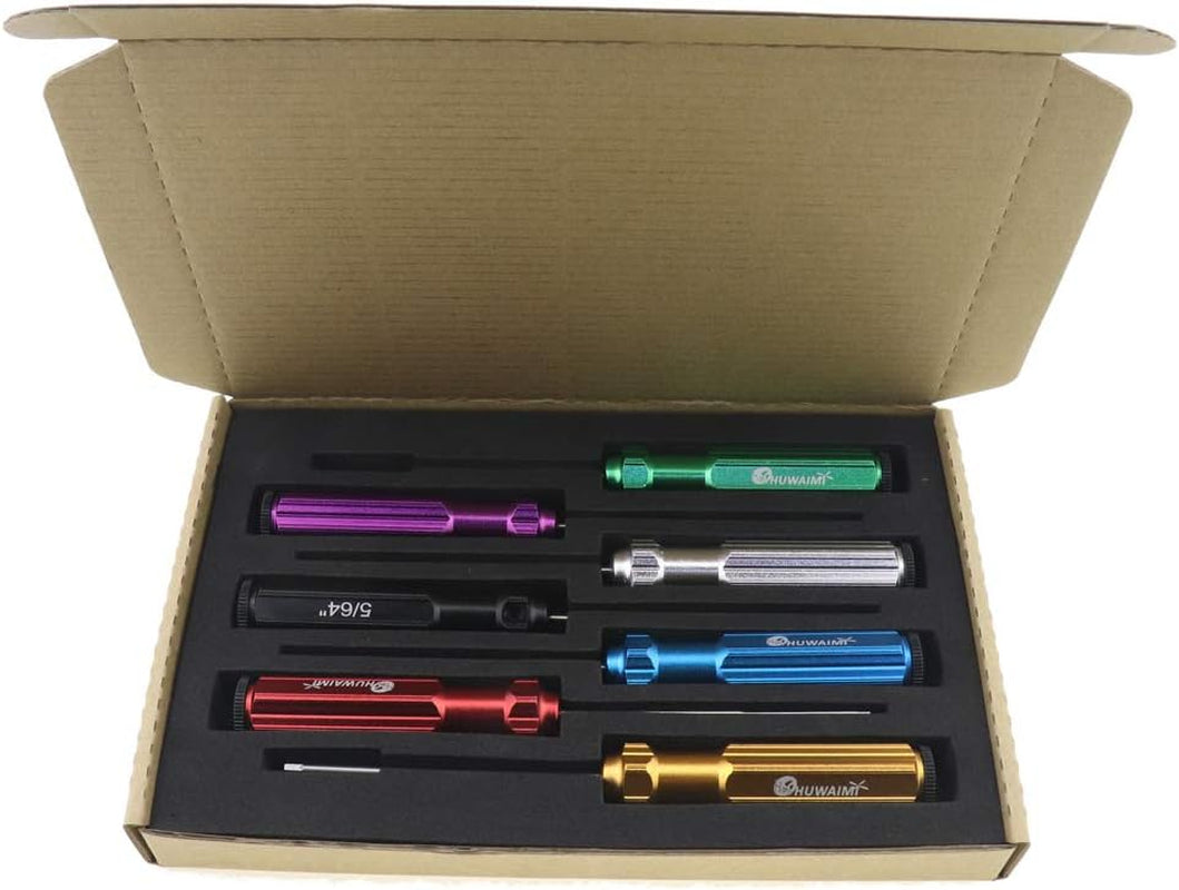 6 Color/7 Color Hex Wrencher Hex Screwdriver for RC Car,Helicopter,Remote Control Car/Airplane,0.05In-1/16In-3/32In-5/64In-1.5Mm-2.5Mm-3.0Mm(New Upgrade) (7 Color White Steel(Hss))