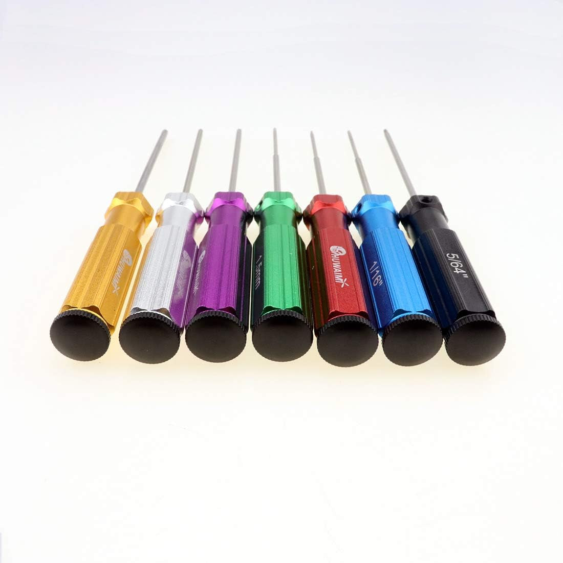 6 Color/7 Color Hex Wrencher Hex Screwdriver for RC Car,Helicopter,Remote Control Car/Airplane,0.05In-1/16In-3/32In-5/64In-1.5Mm-2.5Mm-3.0Mm(New Upgrade) (7 Color White Steel(Hss))