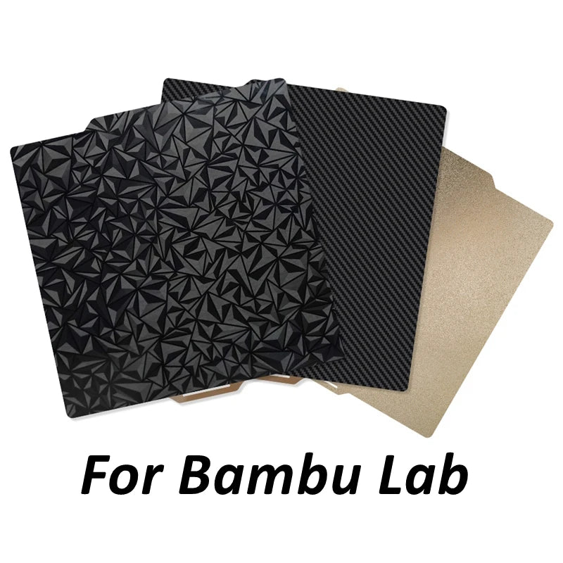 For Bambu Lab X1/P1P/P1S Build Plate PEO/PET/PEI Sheet 257X257Mm Double 3D Printing Diamond Carbon Fiber Texture for Bambulab