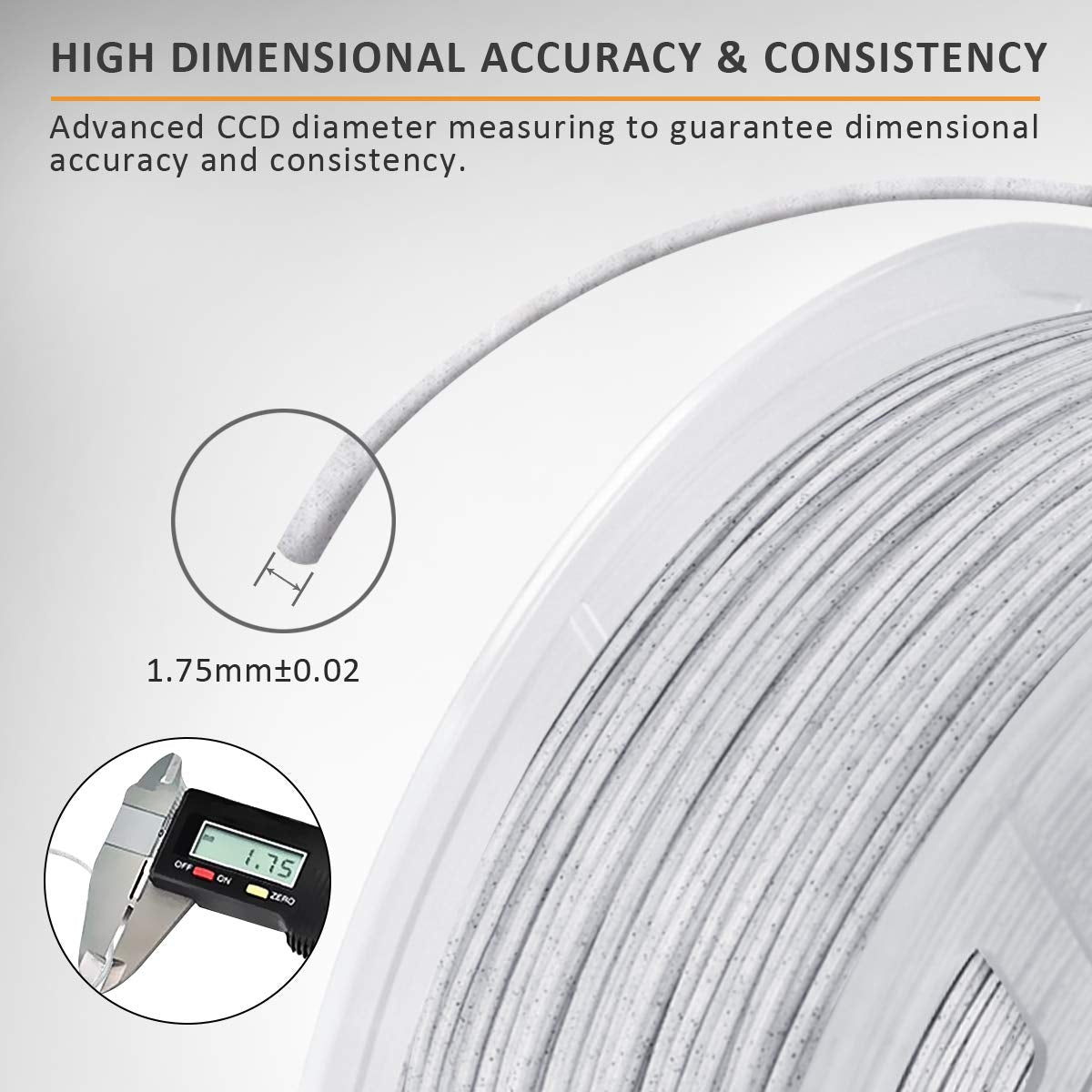 Marble PLA Filament 1.75Mm, Good Vacuum Packaging 3D Printer Filament, 3D Printing Filament 1.75Mm Dimensional Accuracy +/- 0.02Mm, 1Kg Spool(2.2Lbs), 330 Meters, White Rock Stone Marble Color