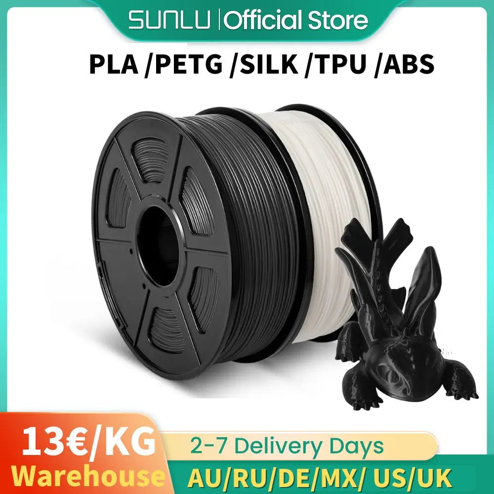 PLA PETG SILK TPU ABS Filament 2KG 1.75Mm +/-0.02MM 3D Printer Filament Neatly Wound Filament for 3D Printer from Local