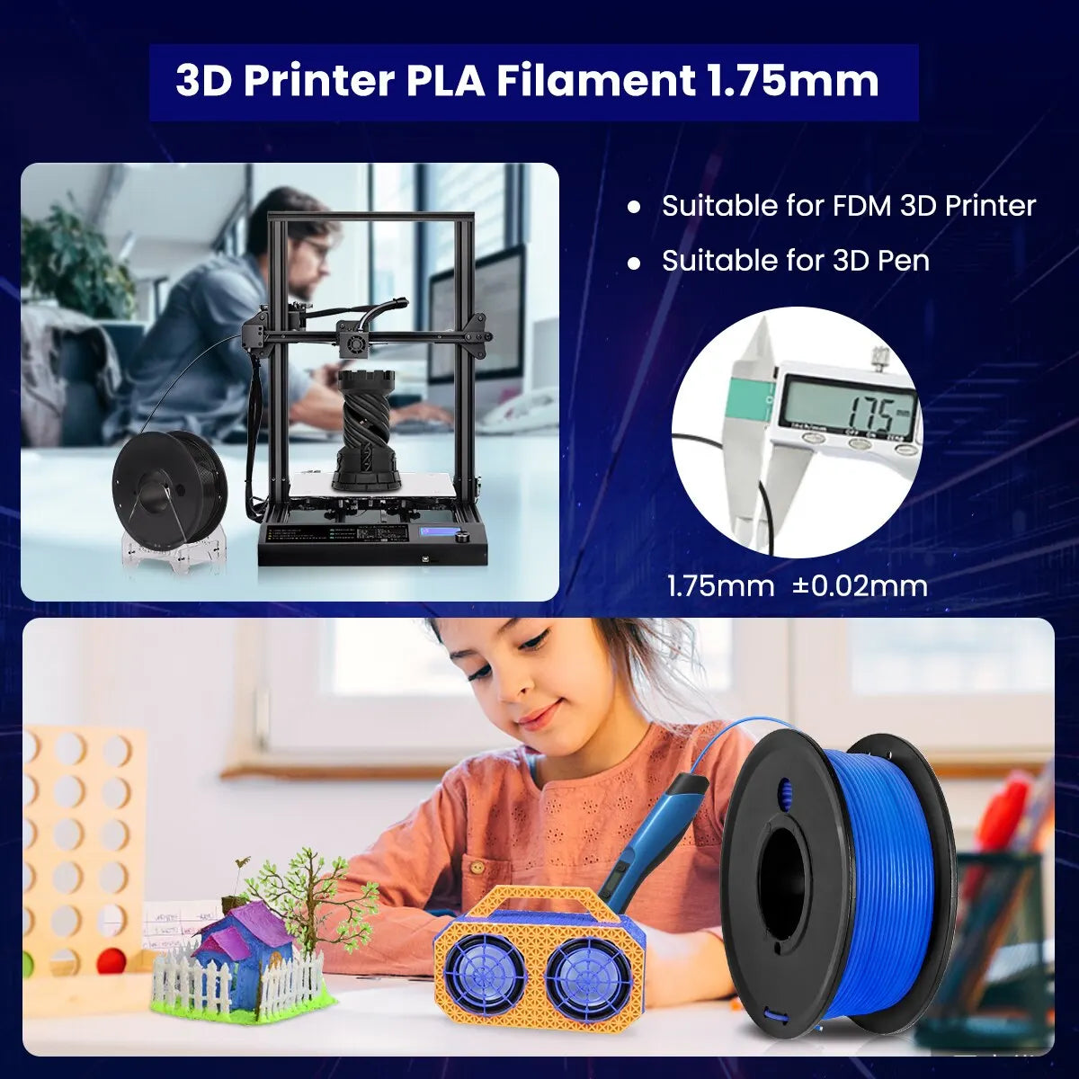 0.25KG 3D Filament Mini Spool PLA Filament 1.75Mm Small Environmental Protection for 3D Printer