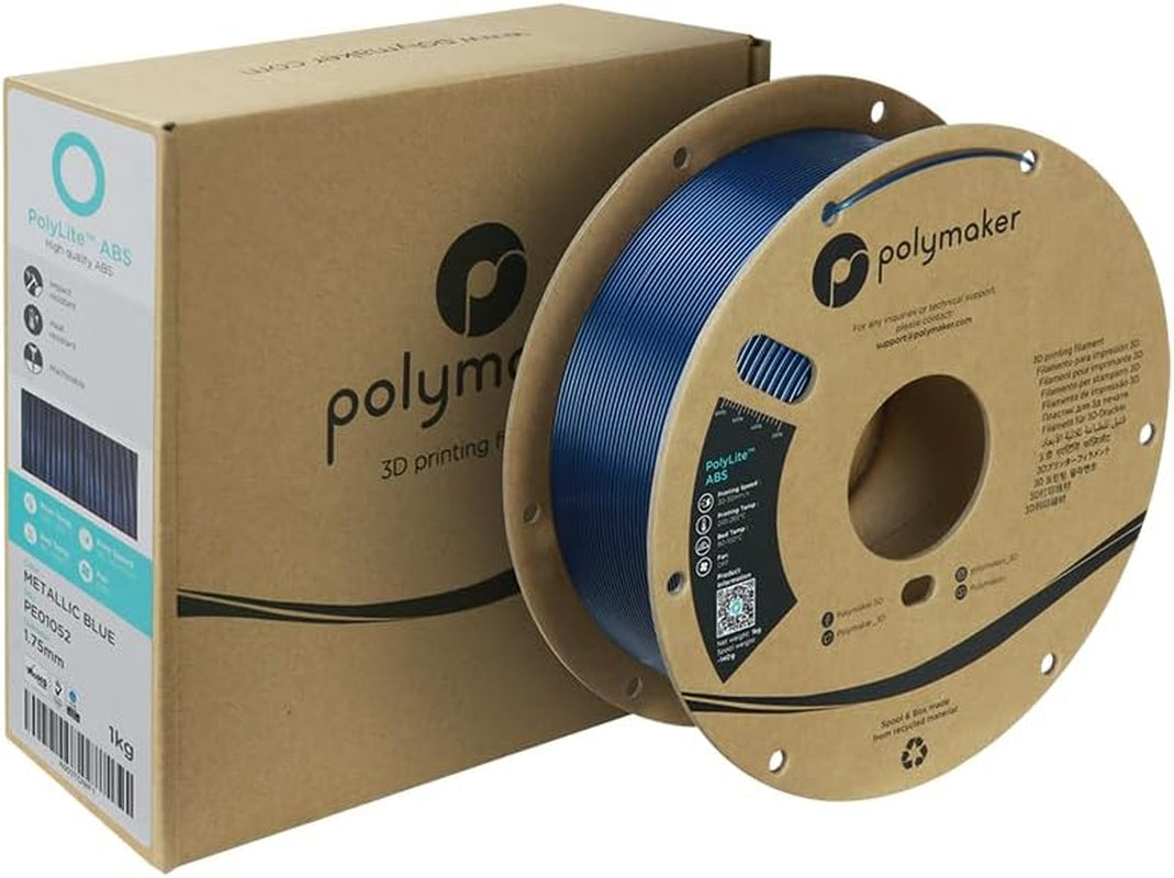 Metallic ABS Filament 1.75Mm Metallic Blue, ABS 3D Printer Filament 1.75Mm Heat Resistant 1Kg - Polylite ABS 3D Printing Filament 1.75Mm, Strong & Durable, Dimensional Accuracy +/- 0.03Mm