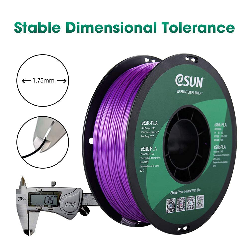 Silk PLA 3D Printer Filament, Dimensional Accuracy +/- 0.03 Mm, 1 Kg Spool, 1.75 Mm, Purple