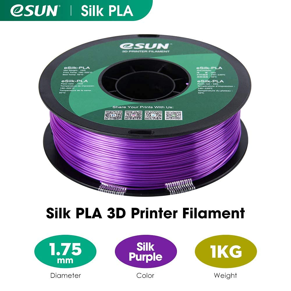 Silk PLA 3D Printer Filament, Dimensional Accuracy +/- 0.03 Mm, 1 Kg Spool, 1.75 Mm, Purple